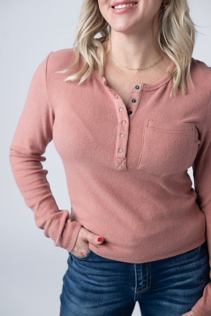 IN STOCK Georgia Long Sleeve Top - Rose FINAL SALE