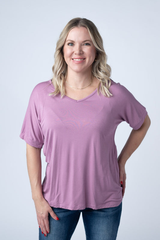 IN STOCK Bamboo V Neck Tee - Pink FINAL SALE