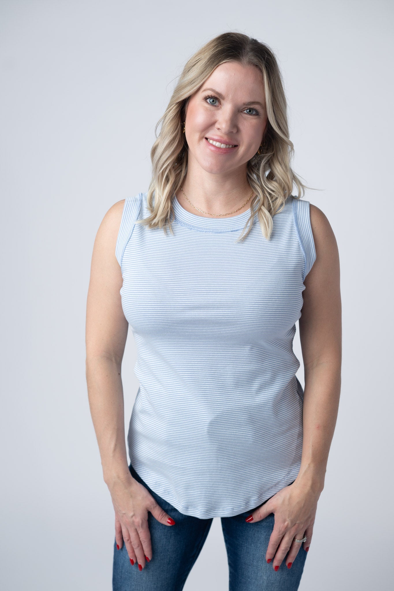 IN STOCK Morgan Micro Striped Tank - Periwinkle FINAL SALE