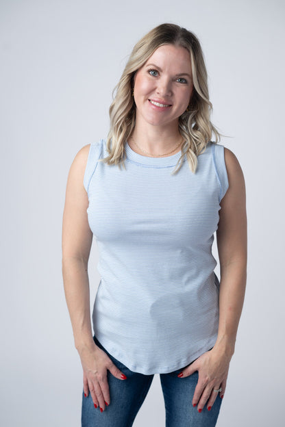 IN STOCK Morgan Micro Striped Tank - Periwinkle FINAL SALE