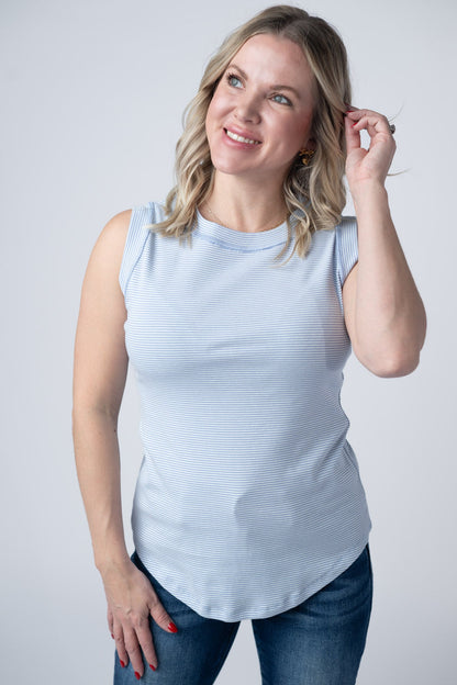 IN STOCK Morgan Micro Striped Tank - Periwinkle FINAL SALE