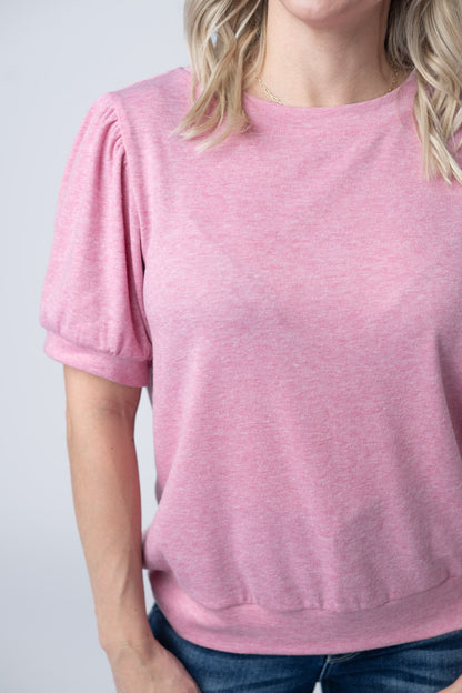 IN STOCK Katie Cozy Top - Heathered Pink FINAL SALE