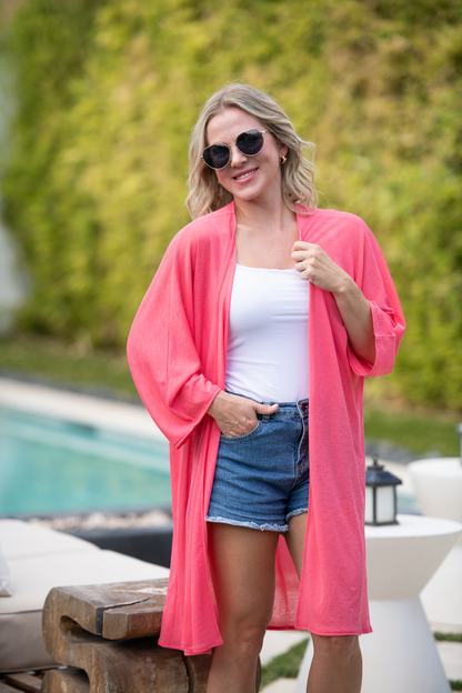 IN STOCK Ellie Cover-Up Kimono - Sunkissed Coral FINAL SALE