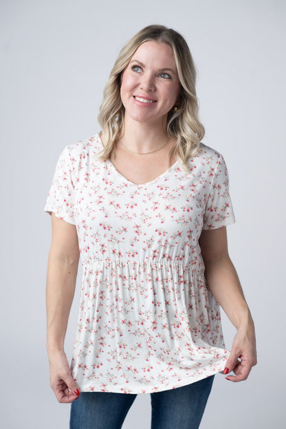 IN STOCK Sarah Ruffle Short Sleeve - Micro Pink Floral