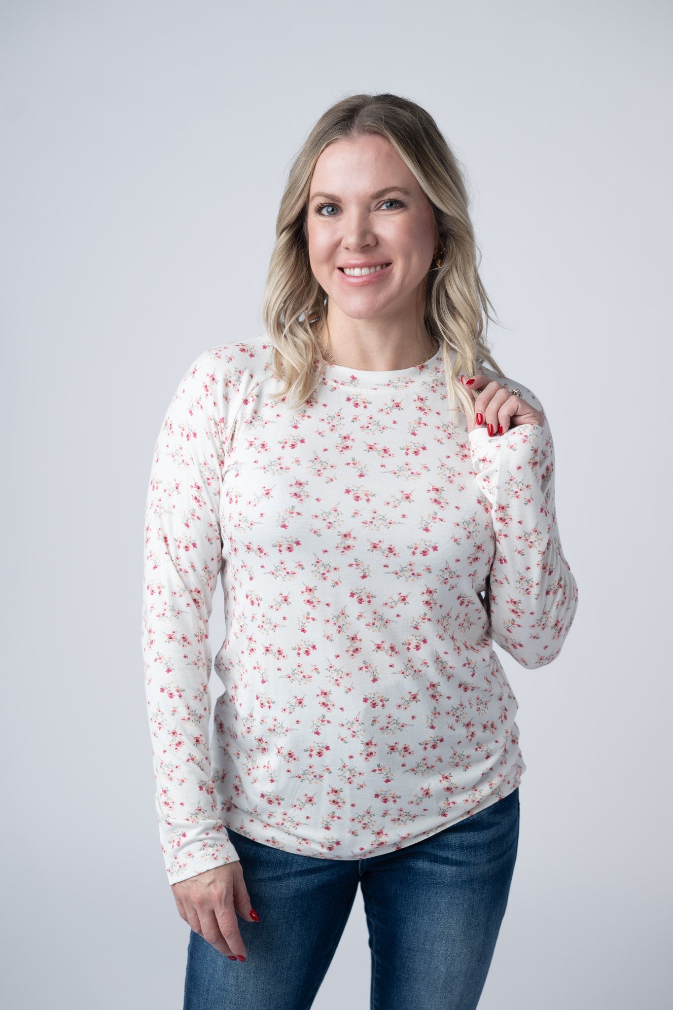 IN STOCK Blair Long Sleeve Top - Micro Pink Floral FINAL SALE