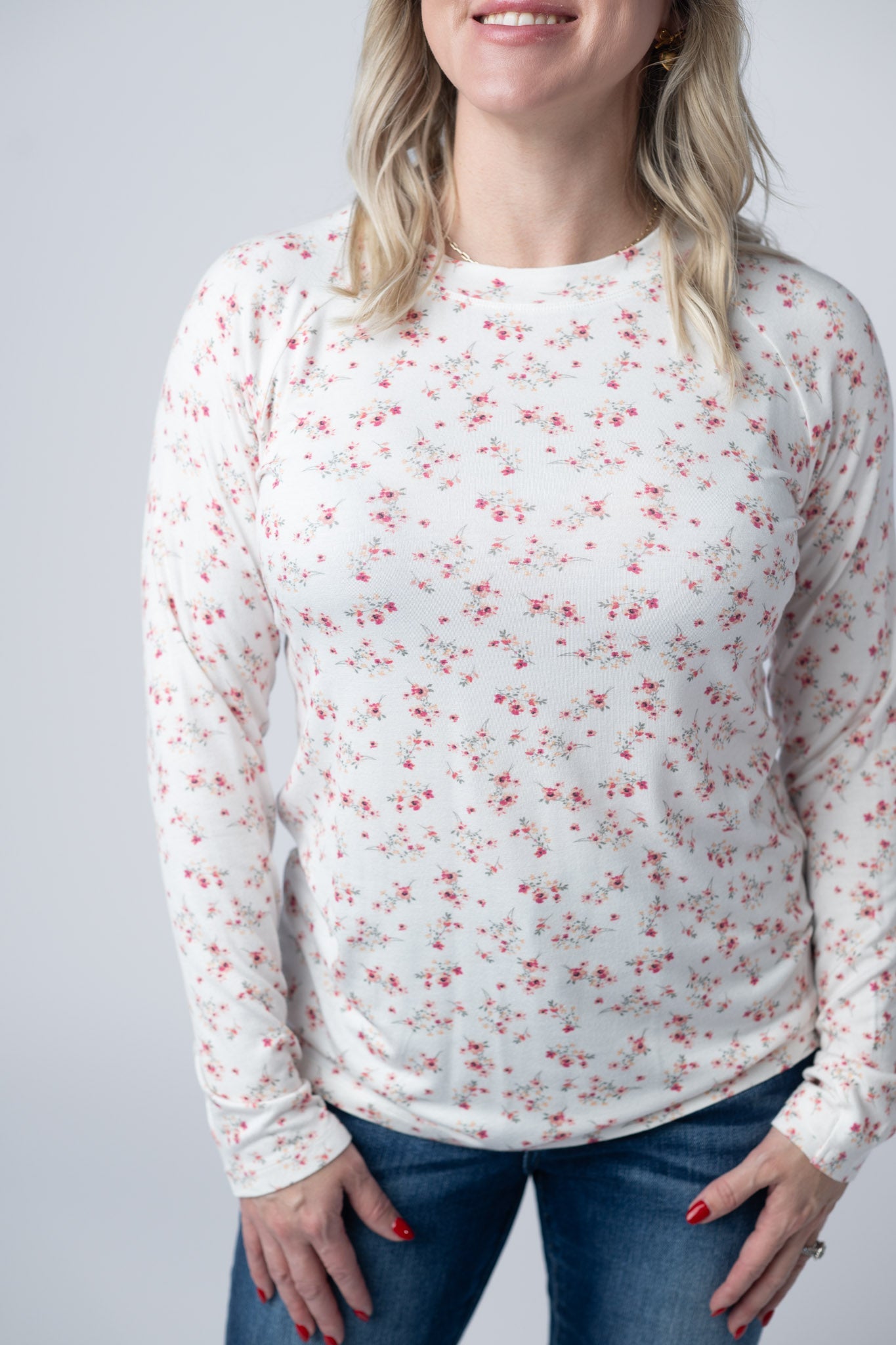 IN STOCK Blair Long Sleeve Top - Micro Pink Floral FINAL SALE
