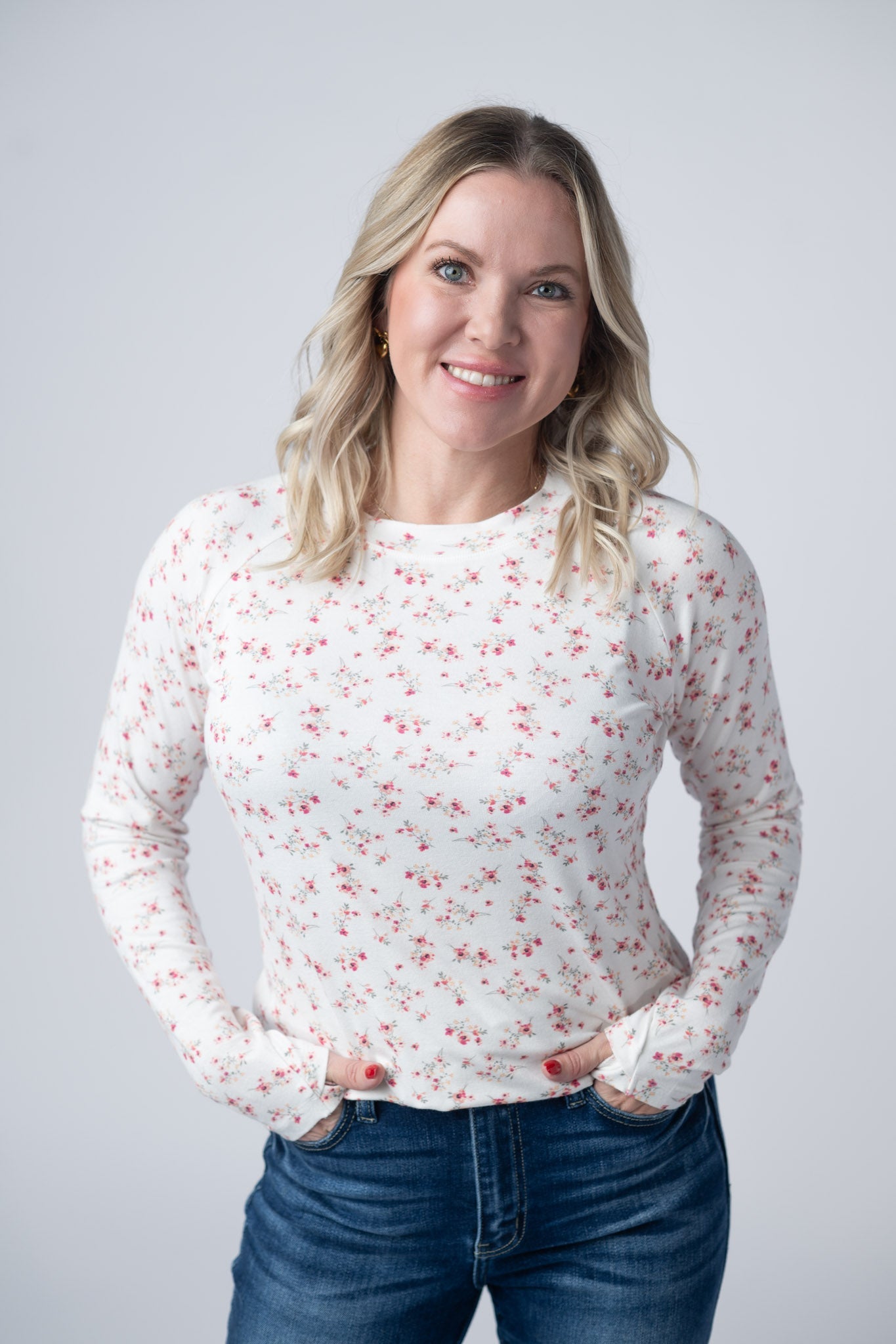 IN STOCK Blair Long Sleeve Top - Micro Pink Floral FINAL SALE