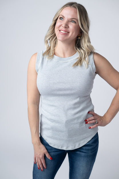 IN STOCK Morgan Micro Striped Tank - Grey FINAL SALE