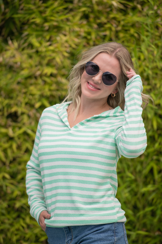 IN STOCK Amelia Striped Hoodie - Green