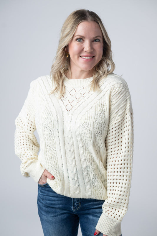 IN STOCK Jasmine Open Knit Sweater - Ivory FINAL SALE