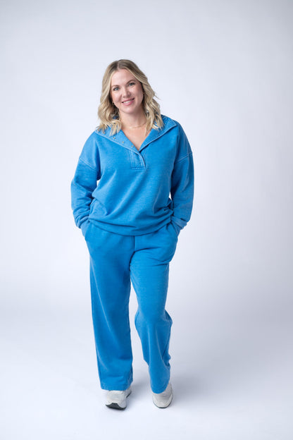 IN STOCK Jesse Vintage Wash Snap Pullover - Winter Blue FINAL SALE
