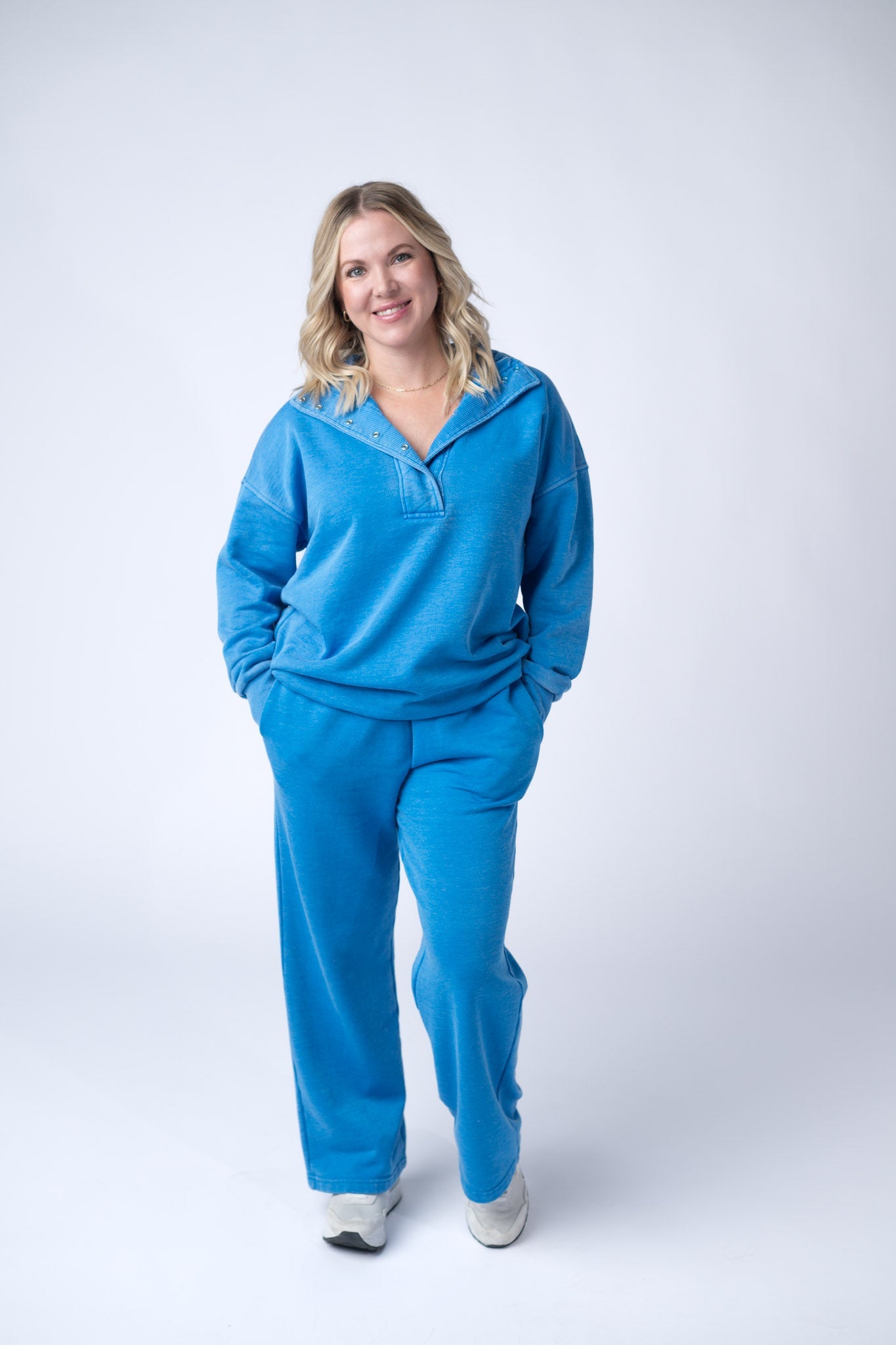 IN STOCK Wide Leg Vintage Wash Bottoms - Winter Blue FINAL SALE