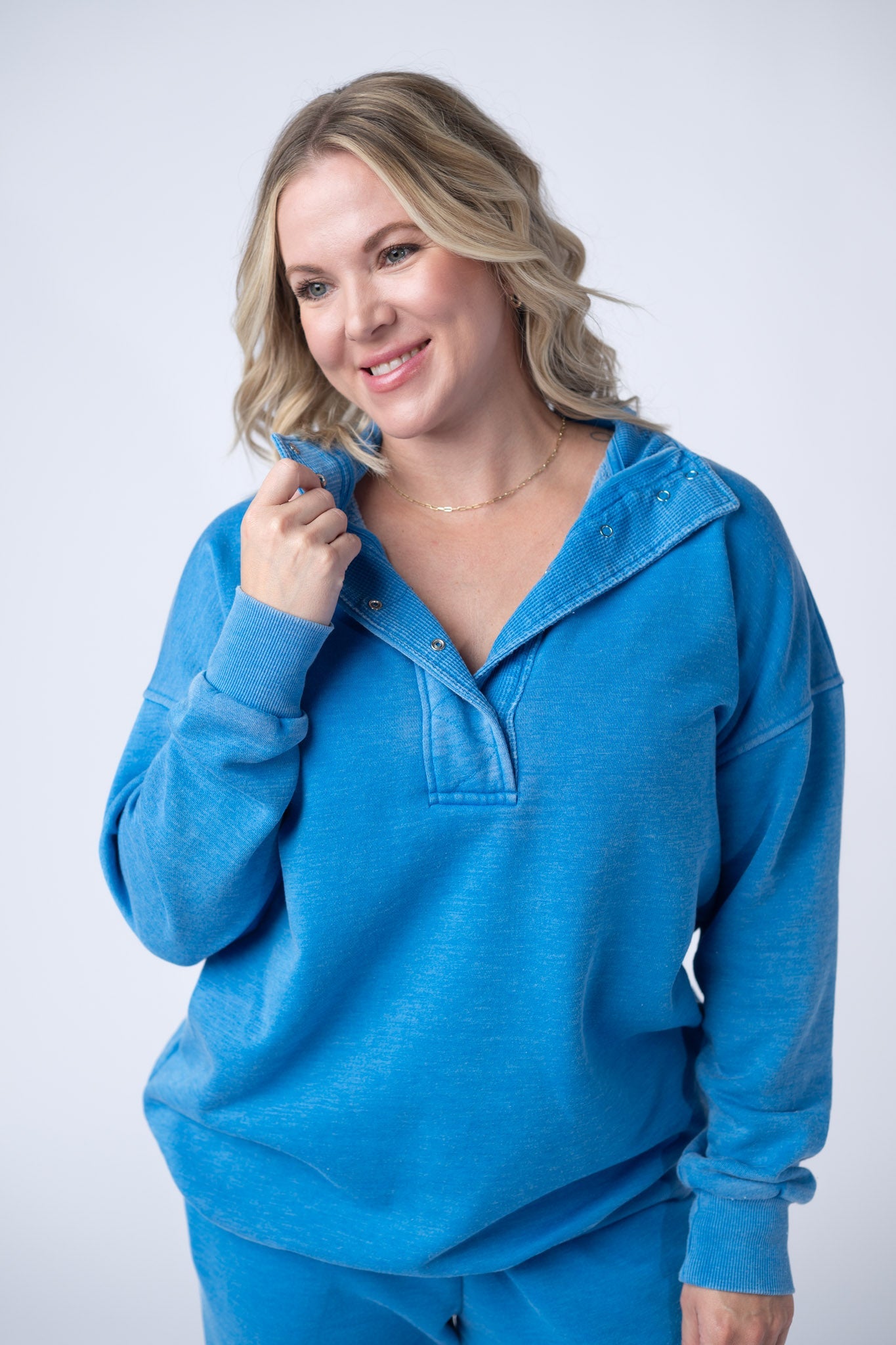IN STOCK Jesse Vintage Wash Snap Pullover - Winter Blue FINAL SALE