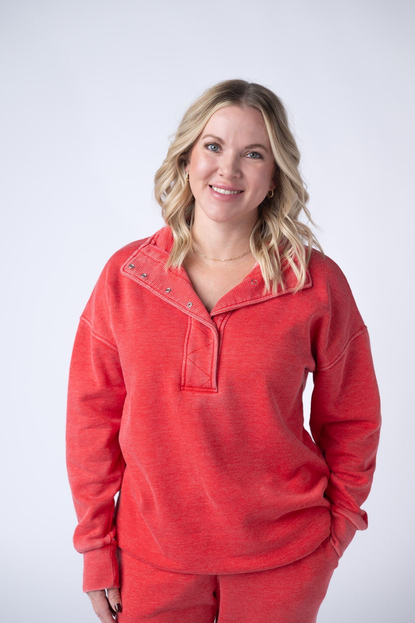 IN STOCK Jesse Vintage Wash Snap Pullover - Red FINAL SALE