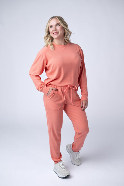 IN STOCK Corrine Ribbed Pullover Top - Coral FINAL SALE