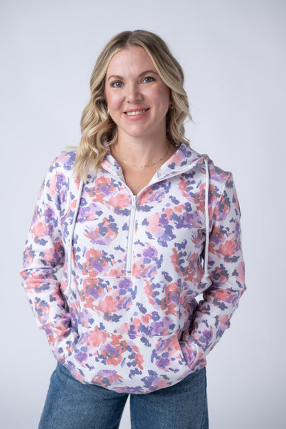 IN STOCK HalfZip Hoodie - Purple Abstract FINAL SALE