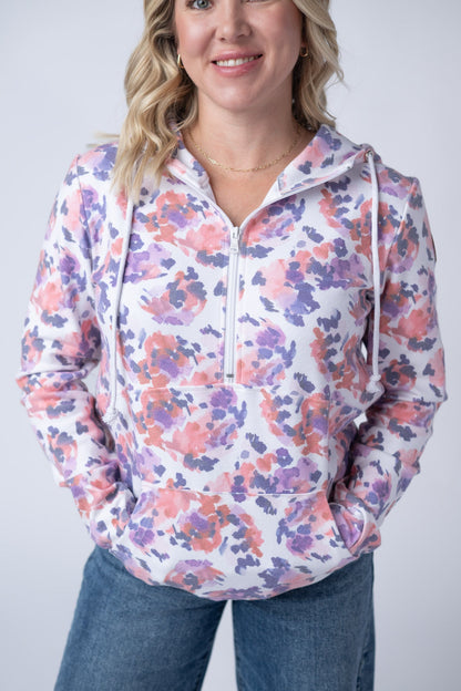 IN STOCK HalfZip Hoodie - Purple Abstract FINAL SALE