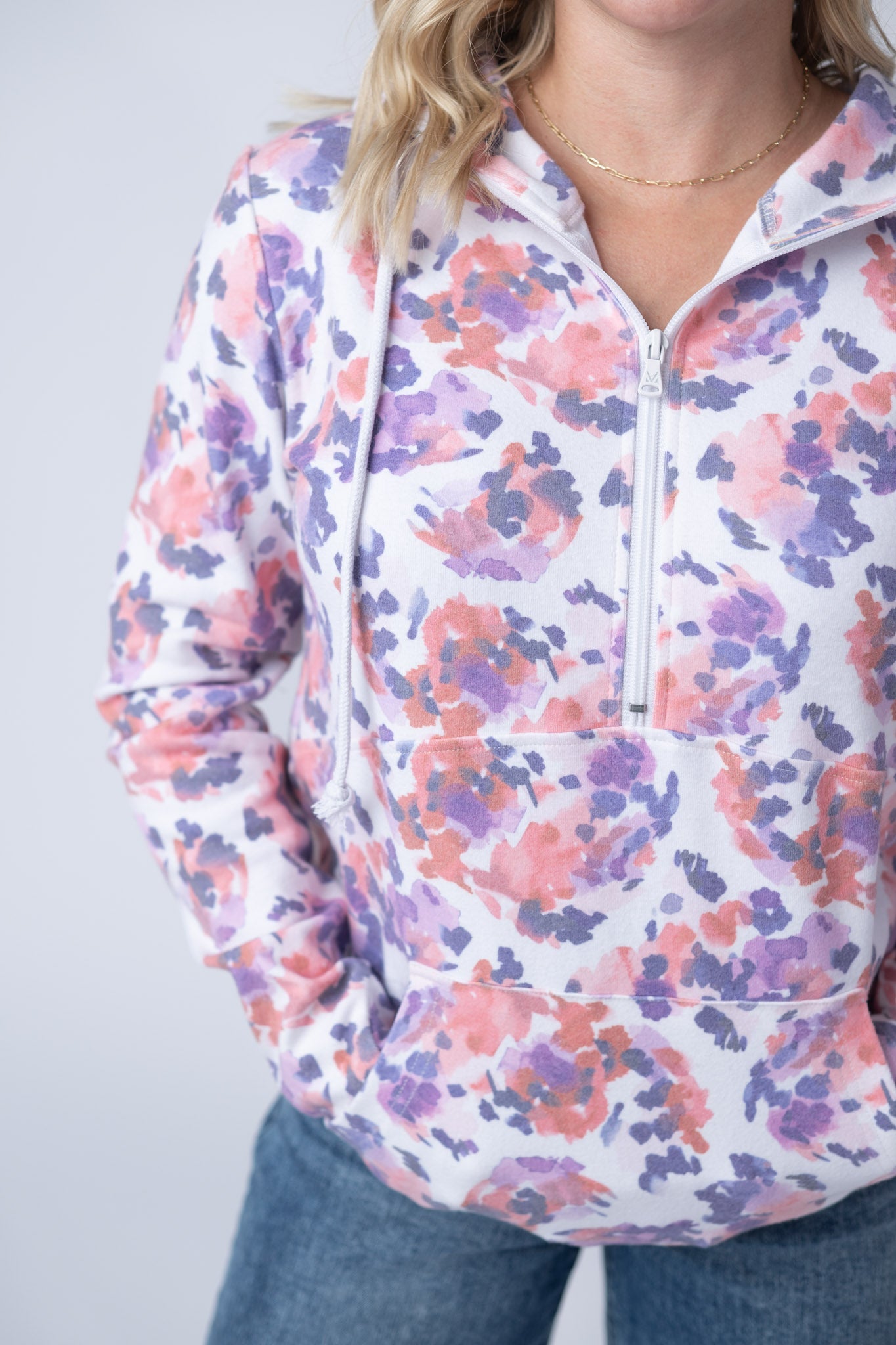 IN STOCK HalfZip Hoodie - Purple Abstract FINAL SALE
