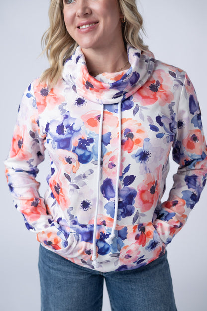 IN STOCK Soft Funnel Neck - Sunset Watercolor Floral FINAL SALE