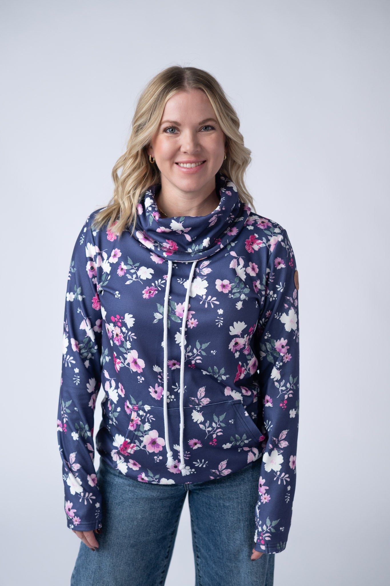 *Soft Funnel Neck - Navy Floral*