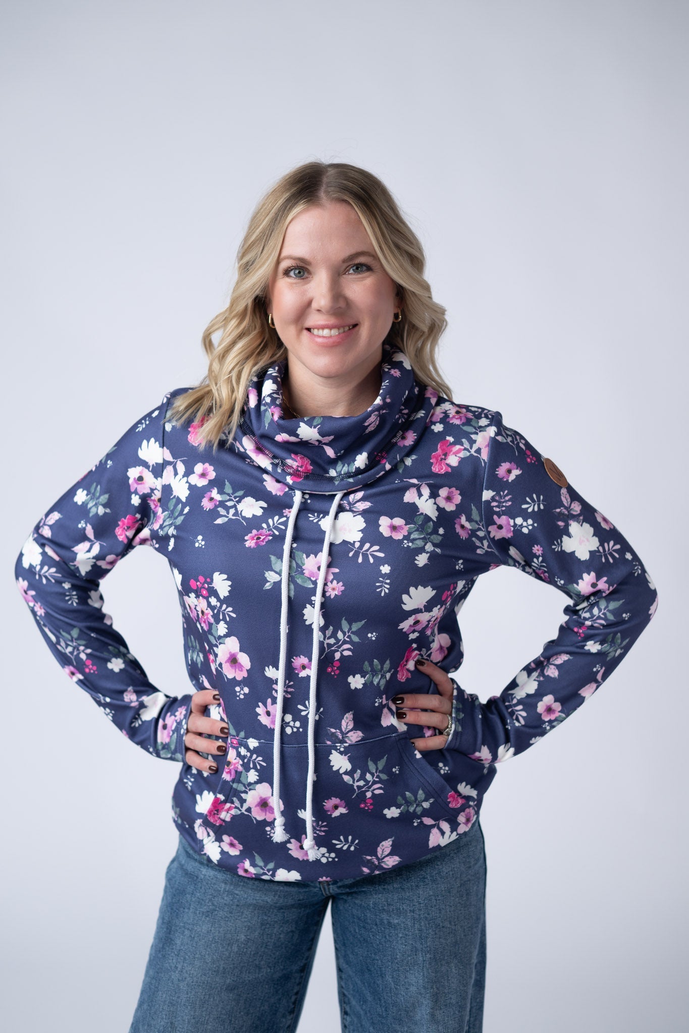 *Soft Funnel Neck - Navy Floral*
