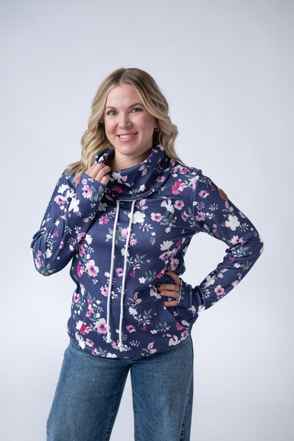 *Soft Funnel Neck - Navy Floral*