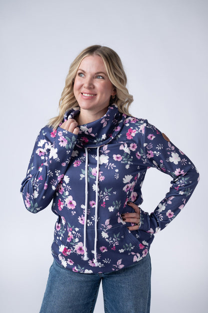 *Soft Funnel Neck - Navy Floral*