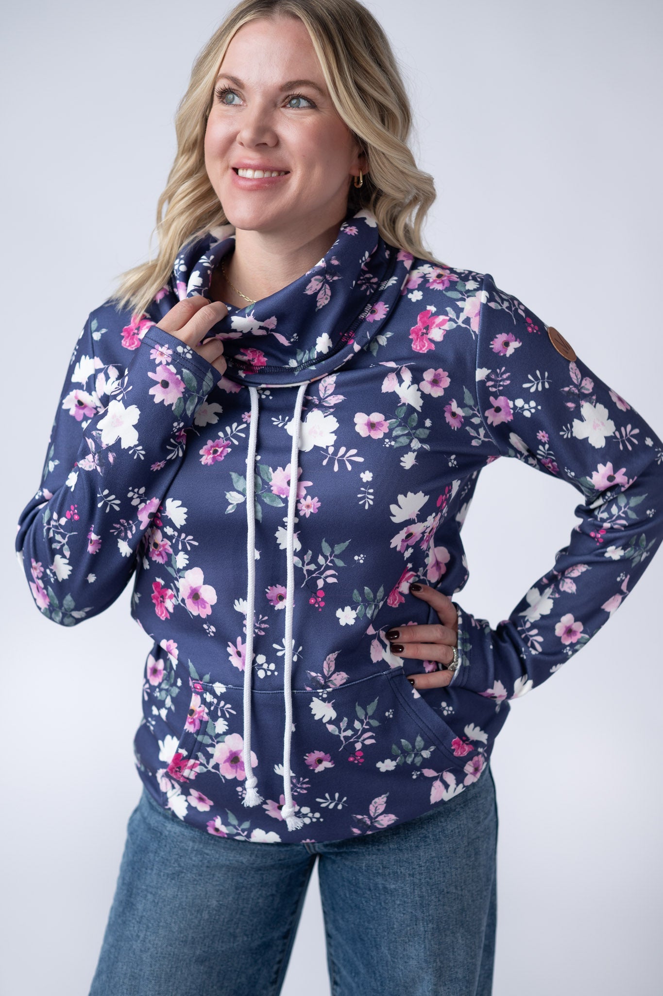 *Soft Funnel Neck - Navy Floral*