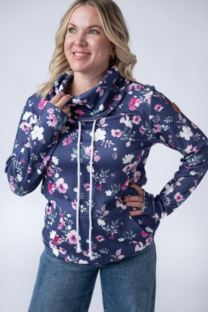 *Soft Funnel Neck - Navy Floral*