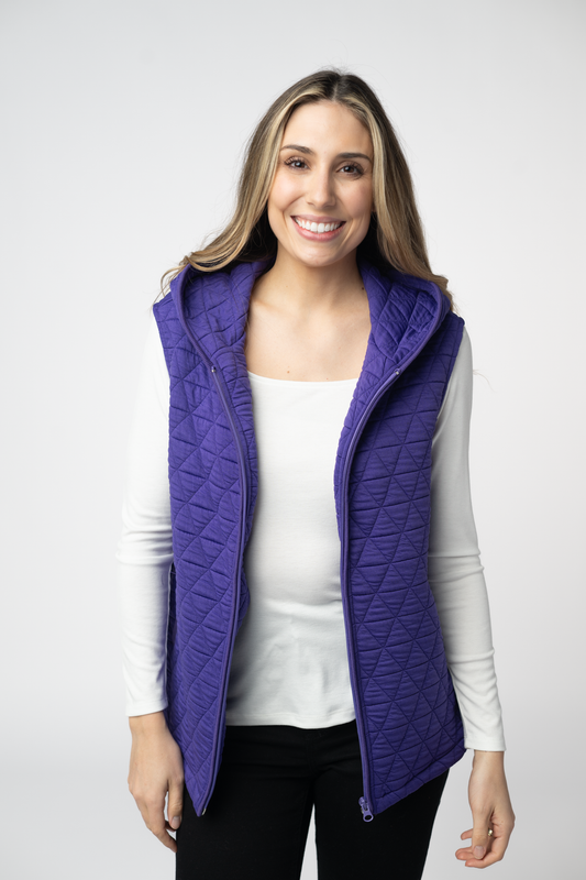 IN STOCK Heather Geometric Hooded Vest - Purple FINAL SALE