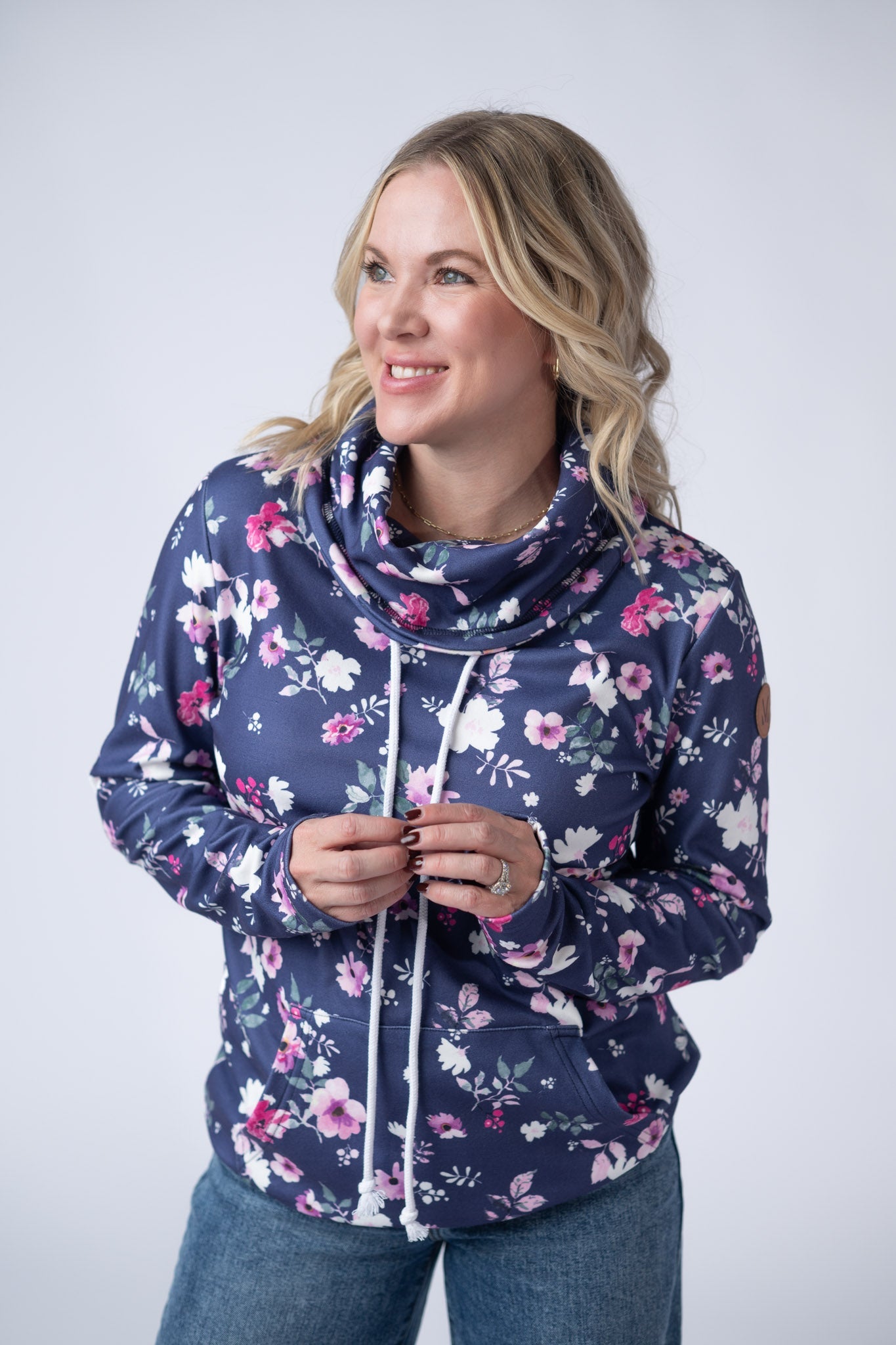 *Soft Funnel Neck - Navy Floral*