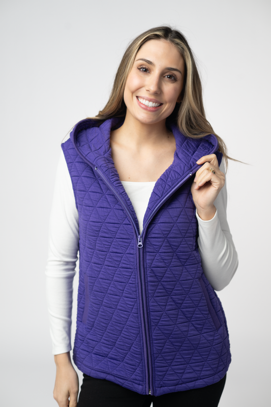IN STOCK Heather Geometric Hooded Vest - Purple FINAL SALE