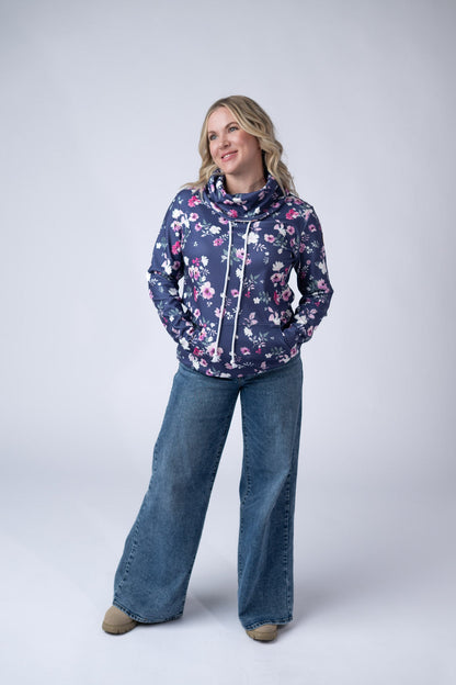 *Soft Funnel Neck - Navy Floral*