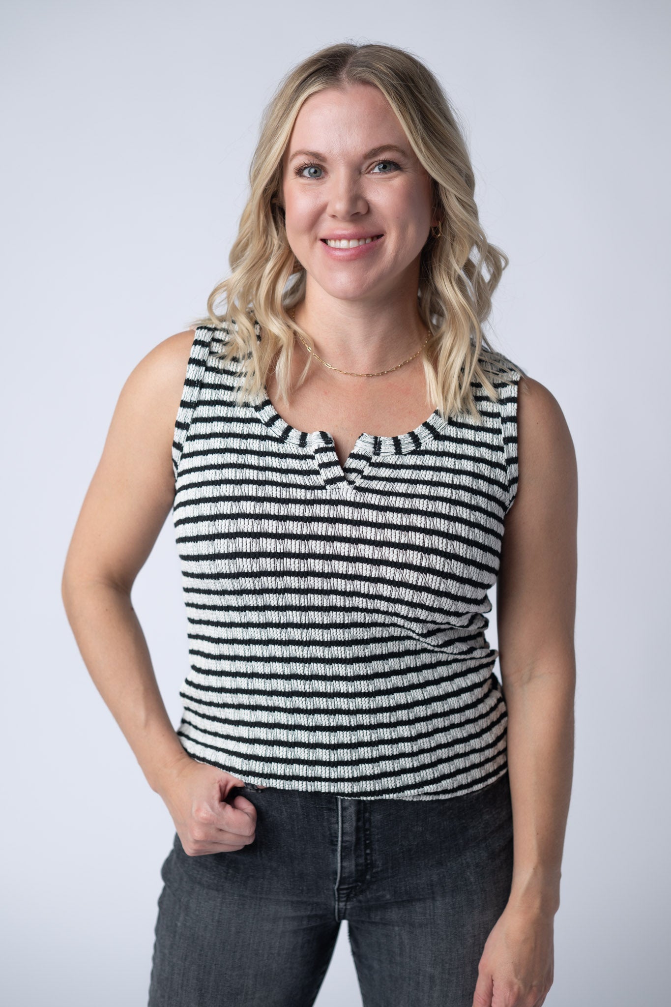 IN STOCK Stella Striped Tank - Black FINAL SALE