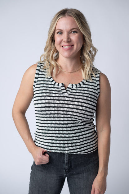 IN STOCK Stella Striped Tank - Black FINAL SALE