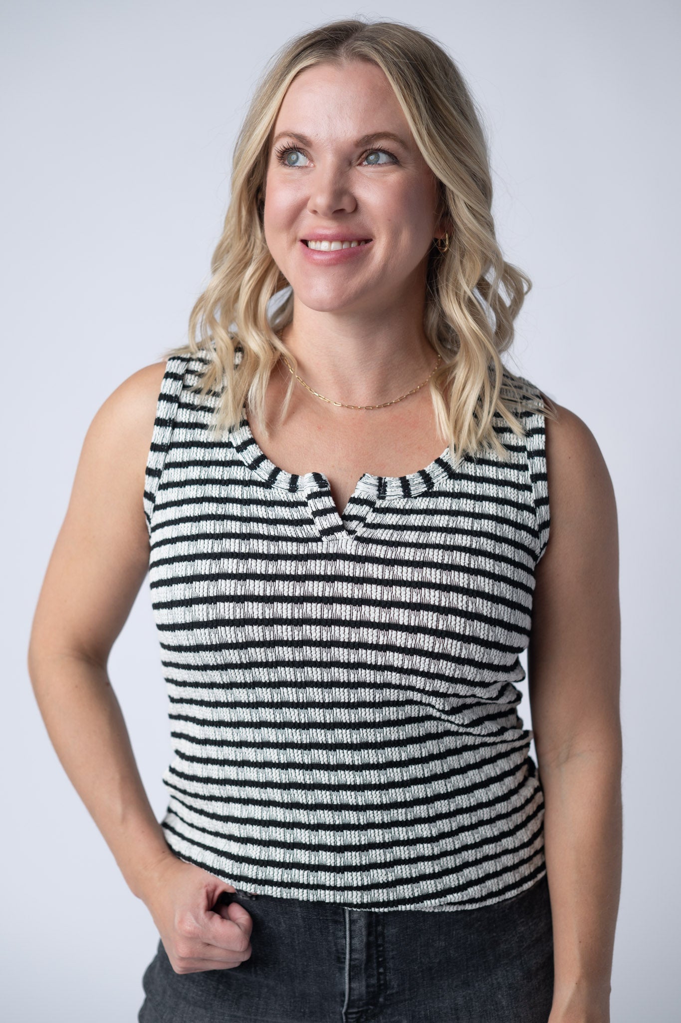 IN STOCK Stella Striped Tank - Black FINAL SALE