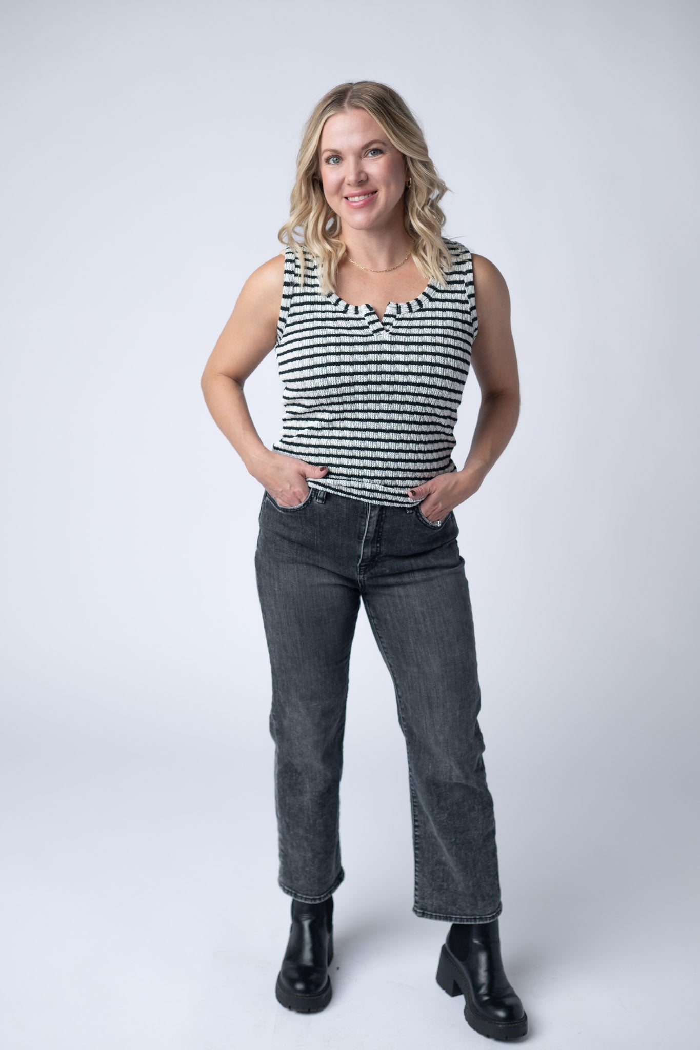 IN STOCK Stella Striped Tank - Black FINAL SALE