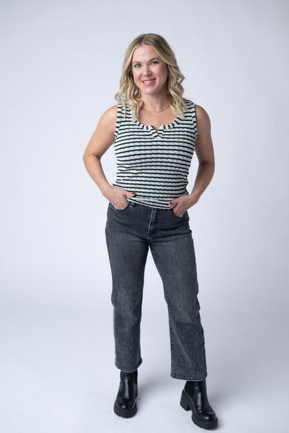 IN STOCK Stella Striped Tank - Black FINAL SALE