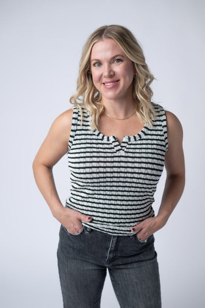 IN STOCK Stella Striped Tank - Black FINAL SALE