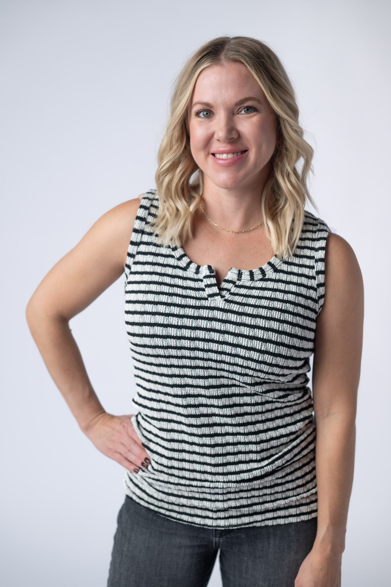 IN STOCK Stella Striped Tank - Black FINAL SALE