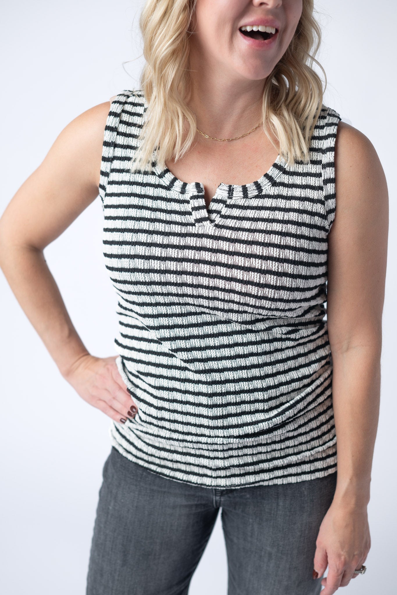 IN STOCK Stella Striped Tank - Black FINAL SALE