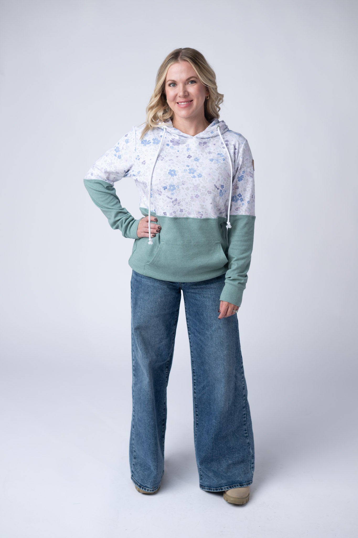 IN STOCK Hailey Pullover Hoodie - Spring Meadows and Sage FINAL SALE