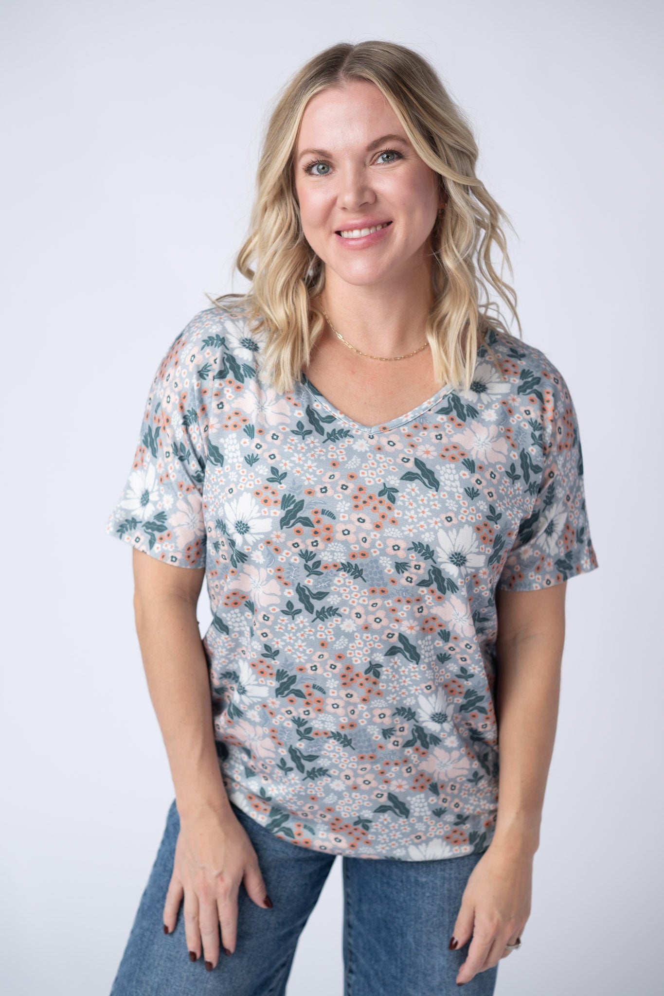 *Chloe Cozy Tee - Ditsy Blush Floral*