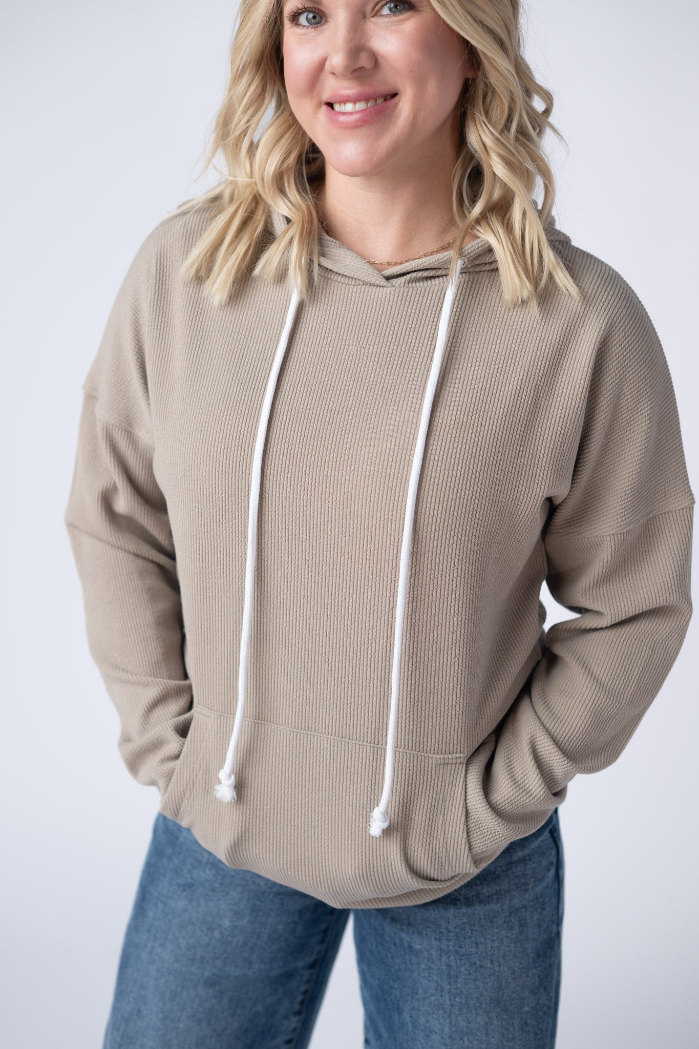 *Kacey Ribbed Hoodie - Mocha*