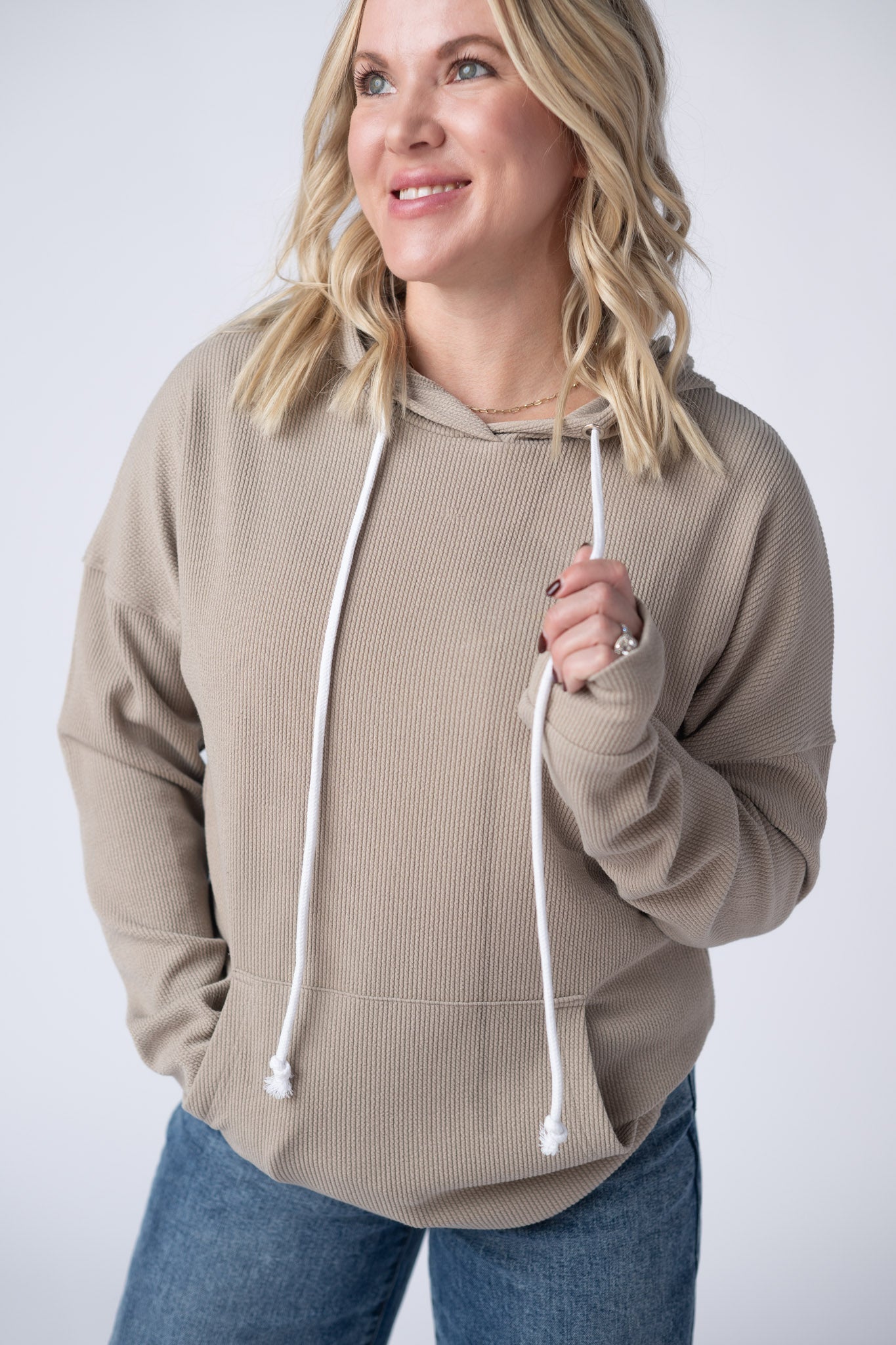 *Kacey Ribbed Hoodie - Mocha*