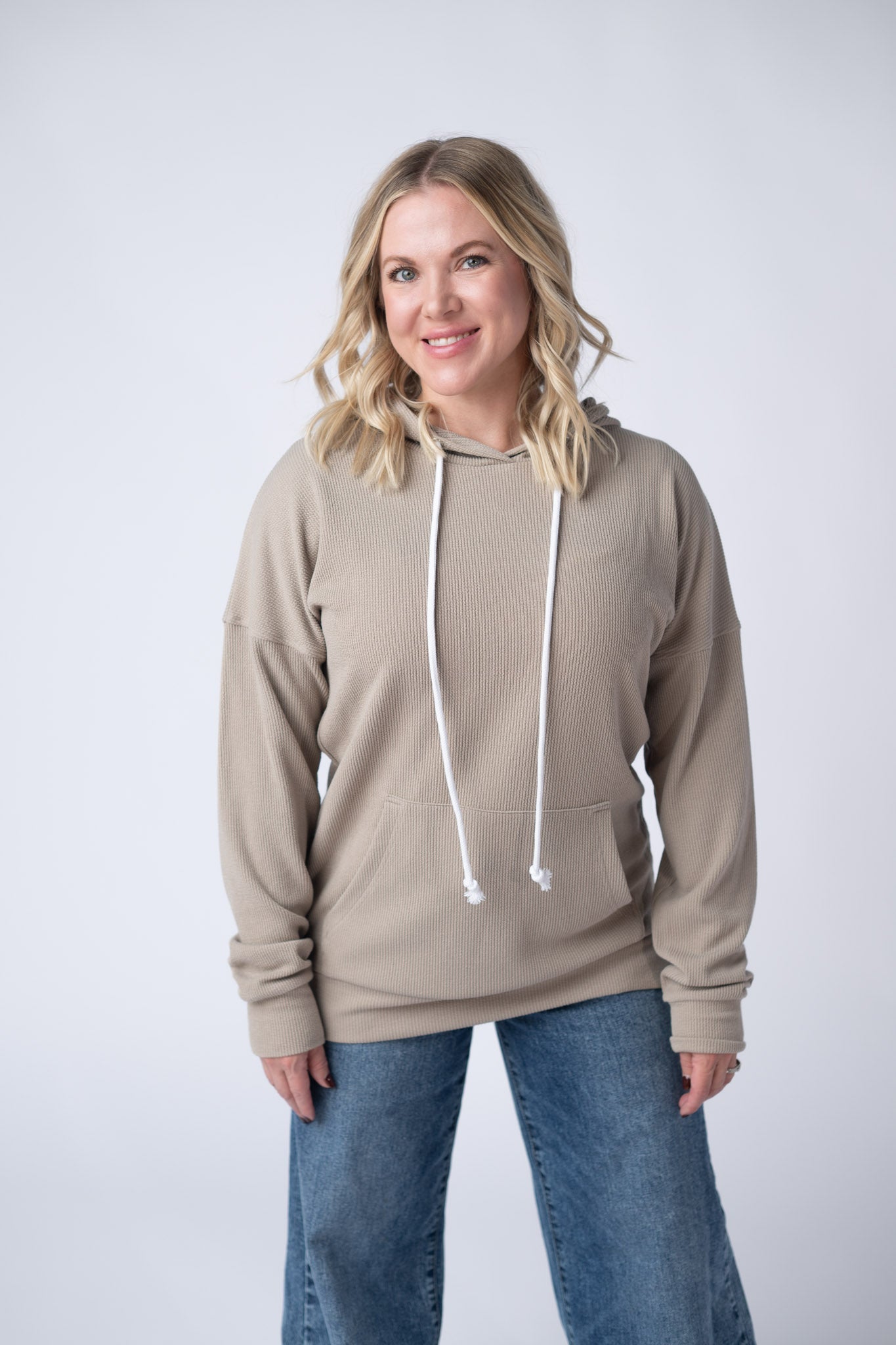 *Kacey Ribbed Hoodie - Mocha*