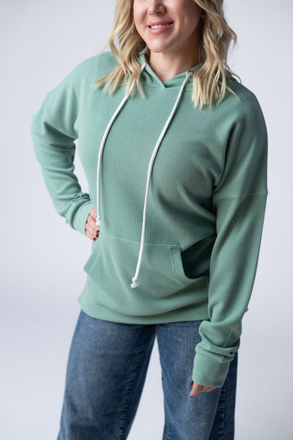 IN STOCK Kacey Ribbed Hoodie - Sage FINAL SALE