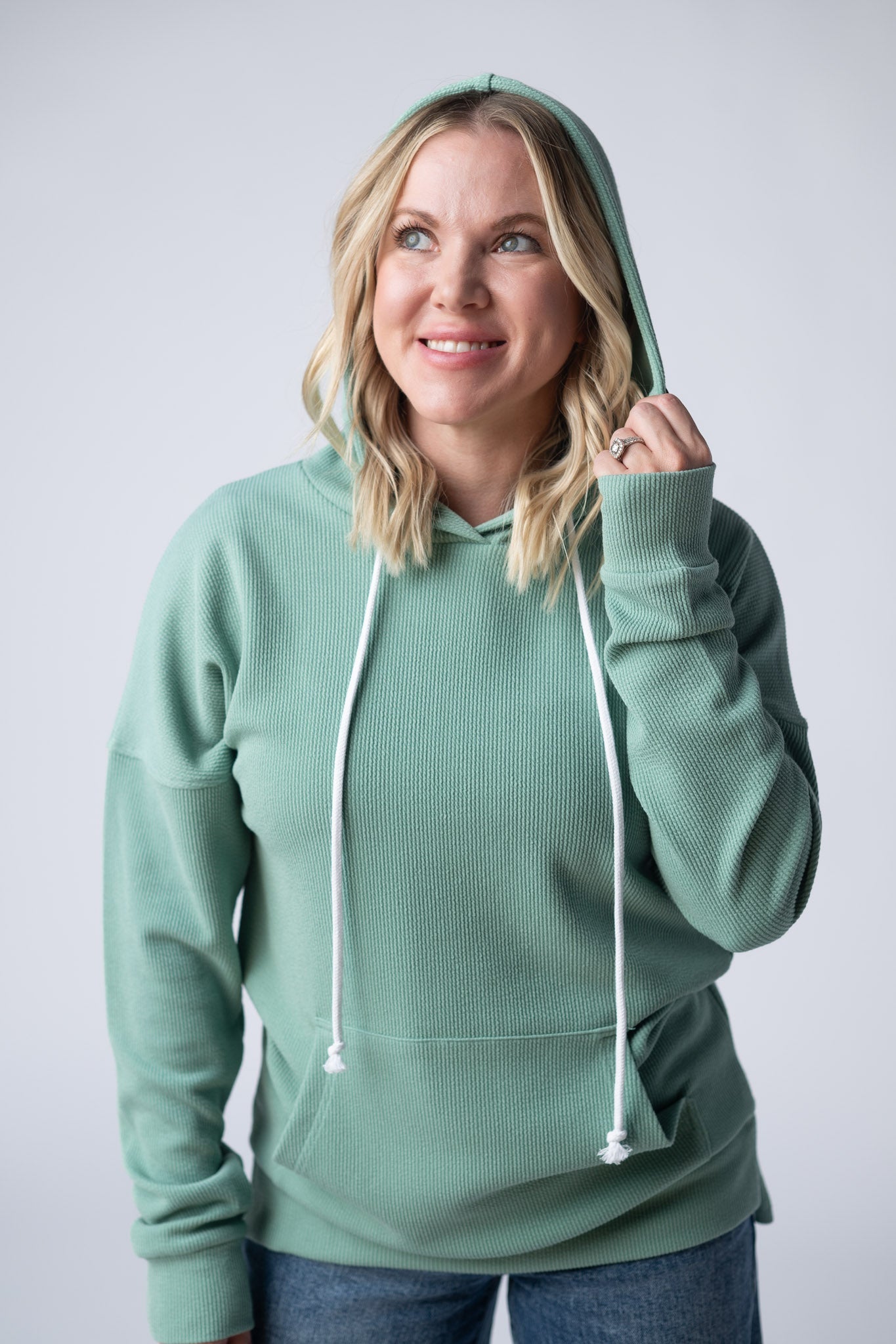 IN STOCK Kacey Ribbed Hoodie - Sage FINAL SALE