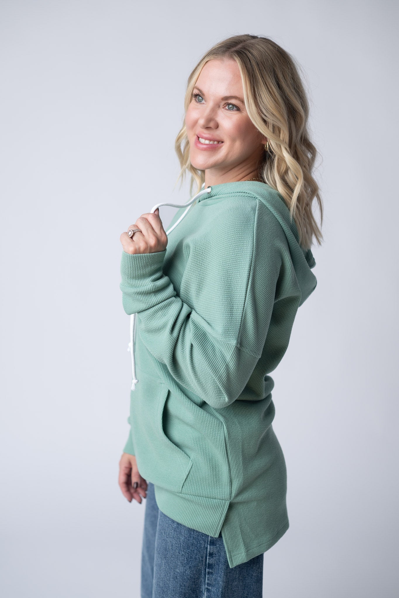 IN STOCK Kacey Ribbed Hoodie - Sage FINAL SALE