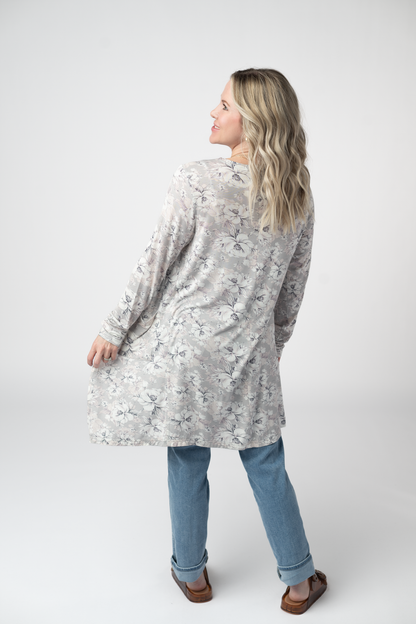 IN STOCK Classic Cardigan - Vintage Grey Floral FINAL SALE